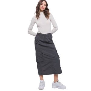 Slate Cargo Skirt W/Side Pocket Detail & Rear Slit